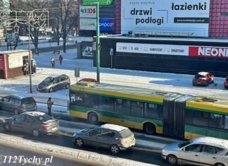 Kierowca autobusu stracił panowanie nad pojazdem. Wjechał w słupki na chodniku i uszkodził trakcję