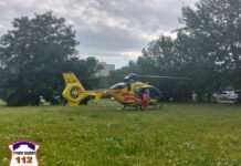 Poparzony senior w Tychach. Na al. Jana Pawła II lądował helikopter LPR