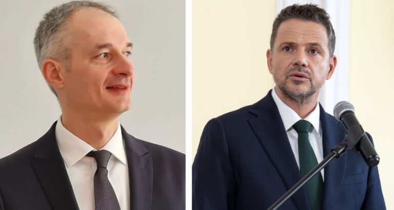 Od lewej Maciej Gramatyka prezydenta Tychy / fot. Tychy24.net i Rafał Trzaskowski prezydent Warszawy / fot. Rafał Trzaskowski / Twitter