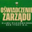 Oświadczenie zarządu / fot. GKS Tychy / Print Screen