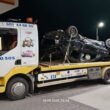Samochód dachował na DK86 / fot. 112Tychy.pl
