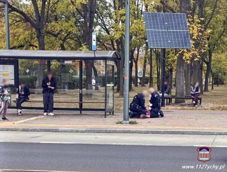 Zatrzymany mężczyzna na ul. Grota-Roweckiego / fot. 112Tychy.pl