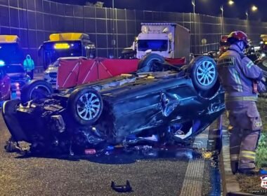 Wypadek na Dk1 w Tychach / fot. 112Tychy.pl