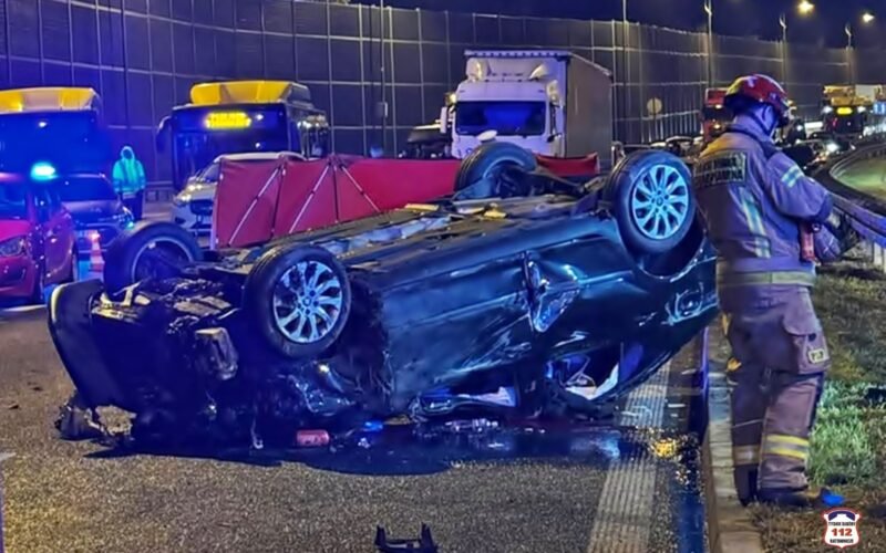 Wypadek na Dk1 w Tychach / fot. 112Tychy.pl