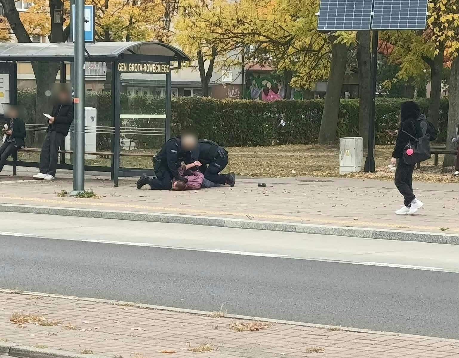 Zatrzymany mężczyzna na ul. Grota-Roweckiego / fot. 112Tychy.pl